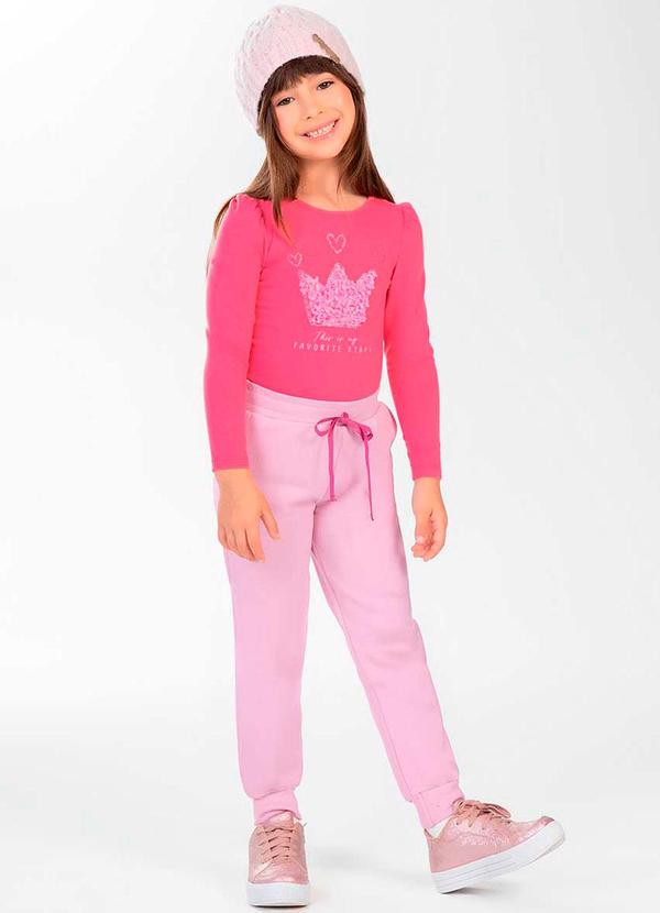 Cativa Kids - Blusa Feminina Infantil de Manga Longa Rosa 2