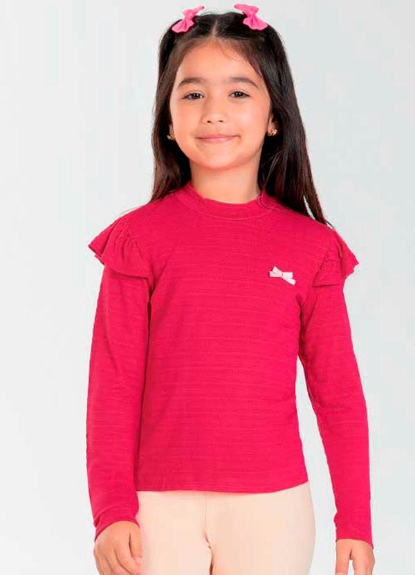 Cativa Kids - Blusa Feminina Infantil de Manga Longa Rosa