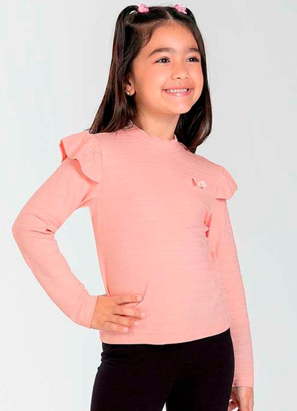 Cativa Kids - Blusa Feminina Infantil de Manga Longa Rosa