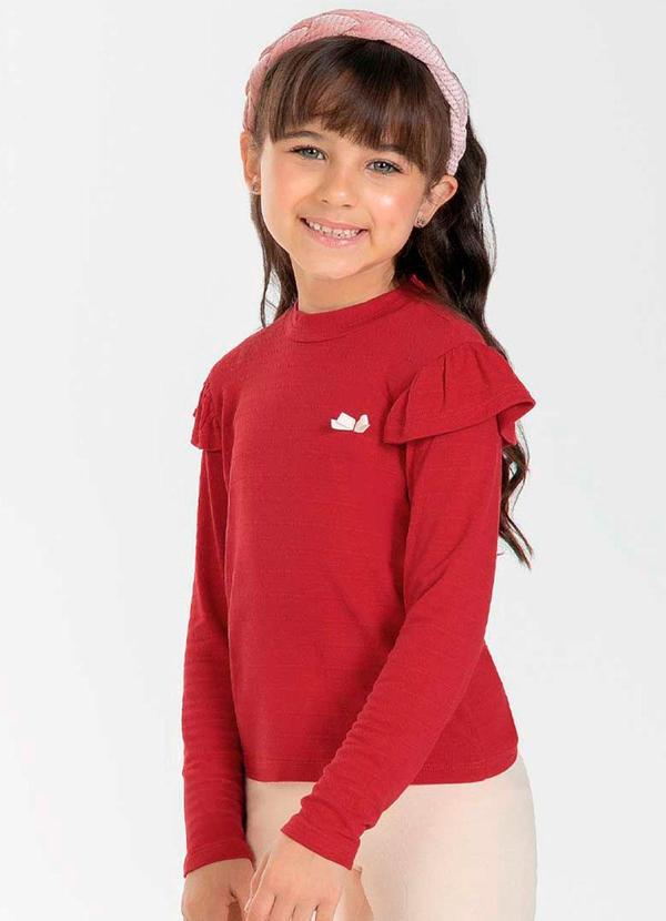 Cativa Kids - Blusa Feminina Infantil de Manga Longa Vermelho