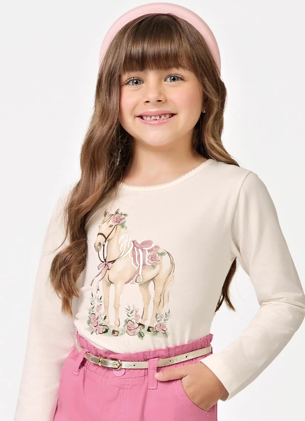 Trick Nick - Blusa Feminina Infantil Manga Longa Bege 4