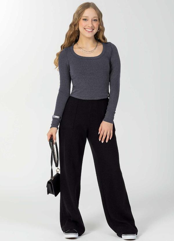 Bjoe - Blusa Feminina Juvenil de Canelado Cinza 2