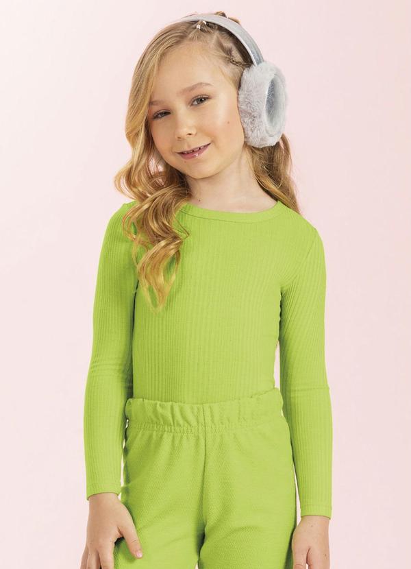 Cativa Kids - Blusa Feminina Manga Longa em Canelado Verde