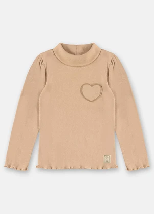 Up Baby - Blusa Gola Alta em Ribana Marrom - UP BABY