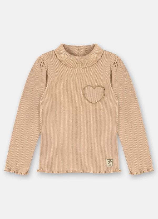 Up Baby - Blusa Gola Alta em Ribana Marrom