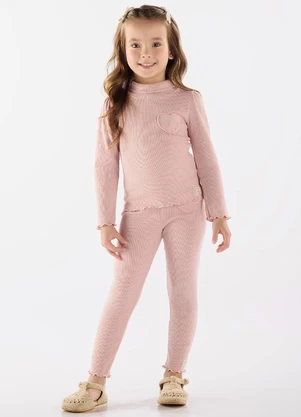 Camiseta Menina Lilax Manga Comprida - Algodão Rosa 7 Anos