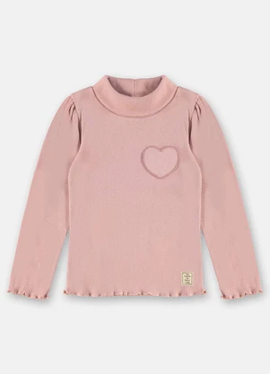 Up Baby - Blusa Gola Alta em Ribana Rosa - UP BABY