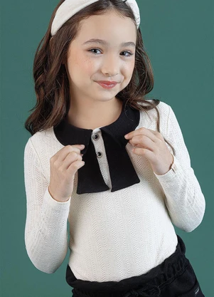 Soft Bonni - Blusa Gola Laço Infantil Off White - SOFT BONNI