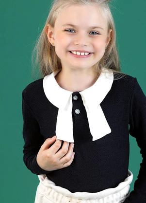Soft Bonni - Blusa Gola Laço Infantil Preto - SOFT BONNI