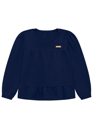 Duduka - Blusa Infantil Ana Bola com Plaquinha Azul - DUDUKA