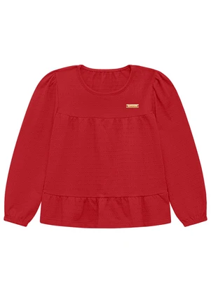 Duduka - Blusa Infantil Ana Bola com Plaquinha Vermelho - DUDUKA