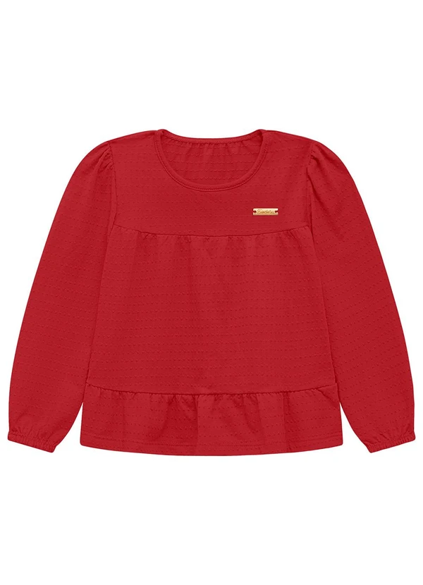 Duduka - Blusa Infantil Ana Bola com Plaquinha Vermelho