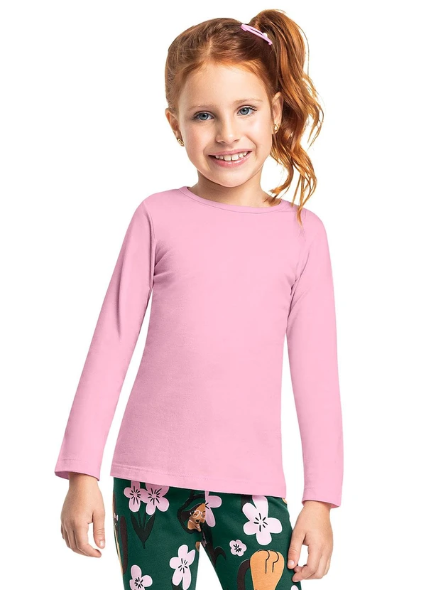 Bee Loop - Blusa Infantil Básica em Meia Malha Rosa