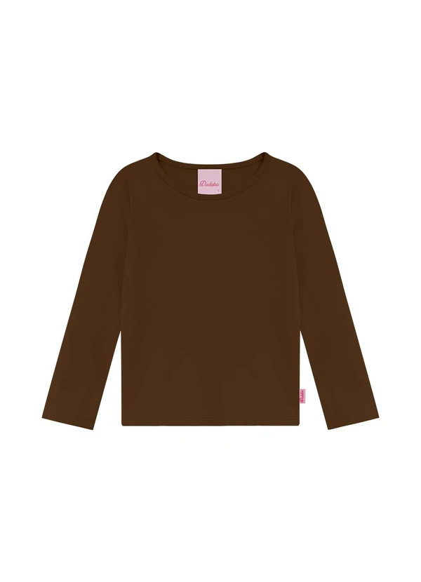 Duduka - Blusa Infantil Básica Longa Marrom