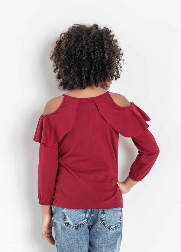 Outlet - Blusa Infantil Bordô com Ombros Vazados 2