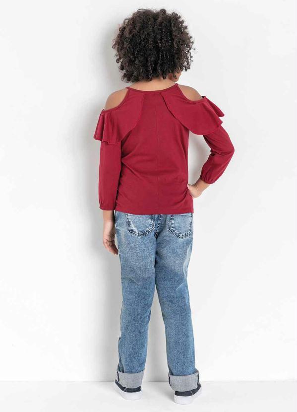 Outlet - Blusa Infantil Bordô com Ombros Vazados 4