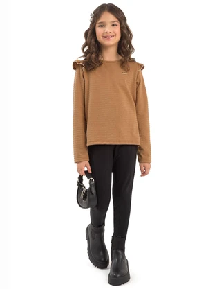 Duduka - Blusa Infantil com Babado Bege - DUDUKA