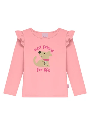 Duduka - Blusa Infantil com Babado Rosa - DUDUKA