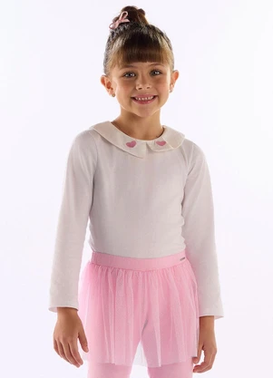 Quimby - Blusa Infantil com Gola Coração Branco - QUIMBY