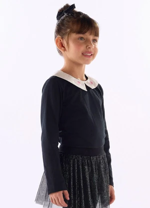 Quimby - Blusa Infantil com Gola Coração Preto - QUIMBY
