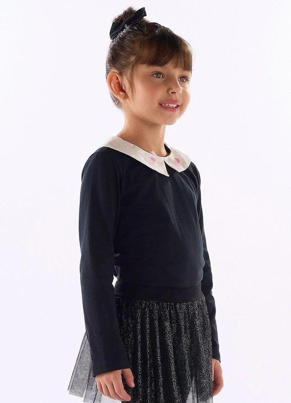 Quimby - Blusa Infantil com Gola Coração Preto 1