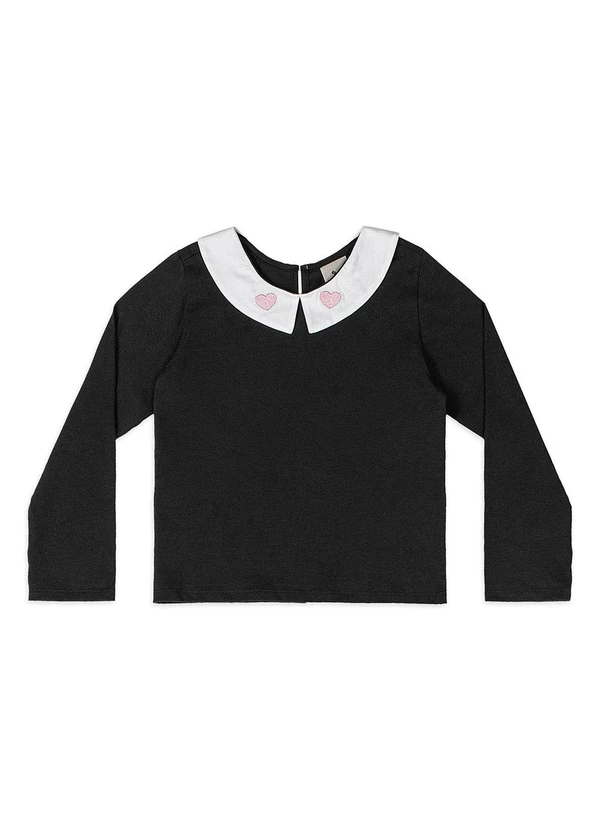 Quimby - Blusa Infantil com Gola Coração Preto 3