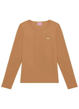 Duduka - Blusa Infantil com Plaquinha Bege - DUDUKA