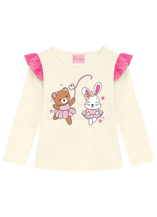 Duduka - Blusa Infantil em Botão Bege