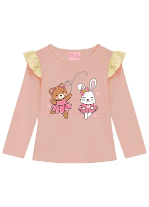 Duduka - Blusa Infantil em Botão Rosa - DUDUKA