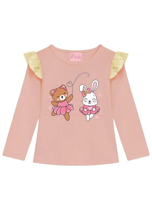 Duduka - Blusa Infantil em Botão Rosa