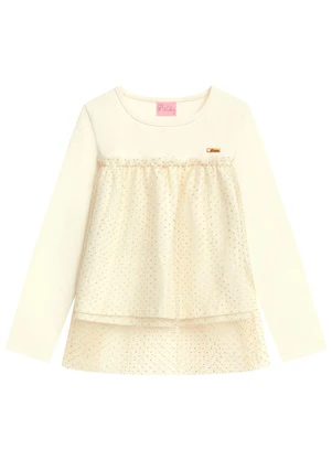 Duduka - Blusa Infantil em com Tule Bege - DUDUKA