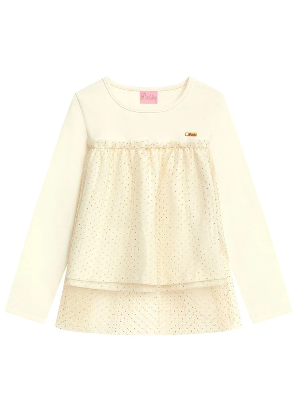 Duduka - Blusa Infantil em com Tule Bege