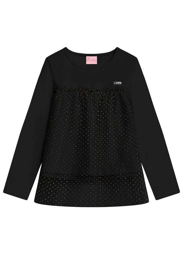 Duduka - Blusa Infantil em com Tule Preto