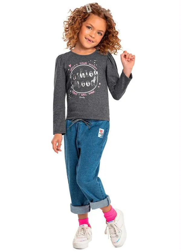 Quimby - Blusa Infantil em Cotton Cinza 2