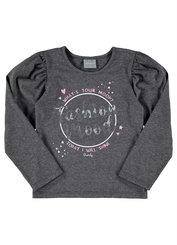 Quimby - Blusa Infantil em Cotton Cinza 4