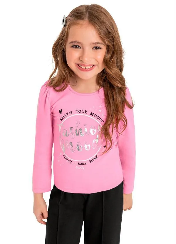 Quimby - Blusa Infantil em Cotton Rosa