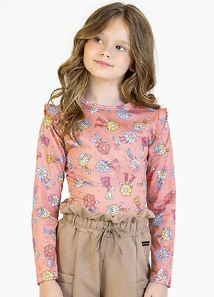 Soft Bonni - Blusa Infantil em Malha Lixada Sublimada Rosa - SOFT BONNI