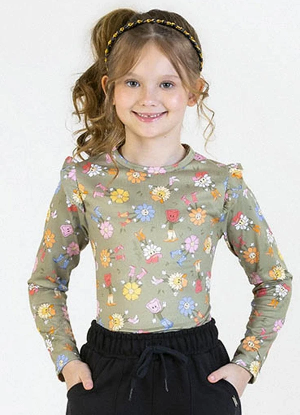 Soft Bonni - Blusa Infantil em Malha Lixada Sublimada Verde