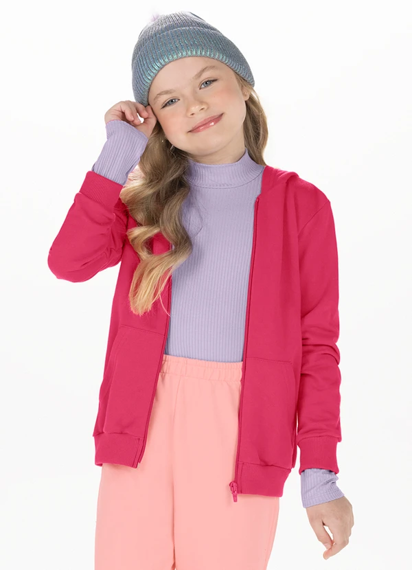 Alakazoo - Blusa Infantil em Moletom sem Felpa Roxo