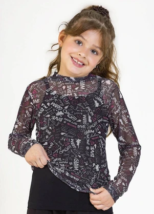 Soft Bonni - Blusa Infantil em Tule e Viscolycra Preto - SOFT BONNI