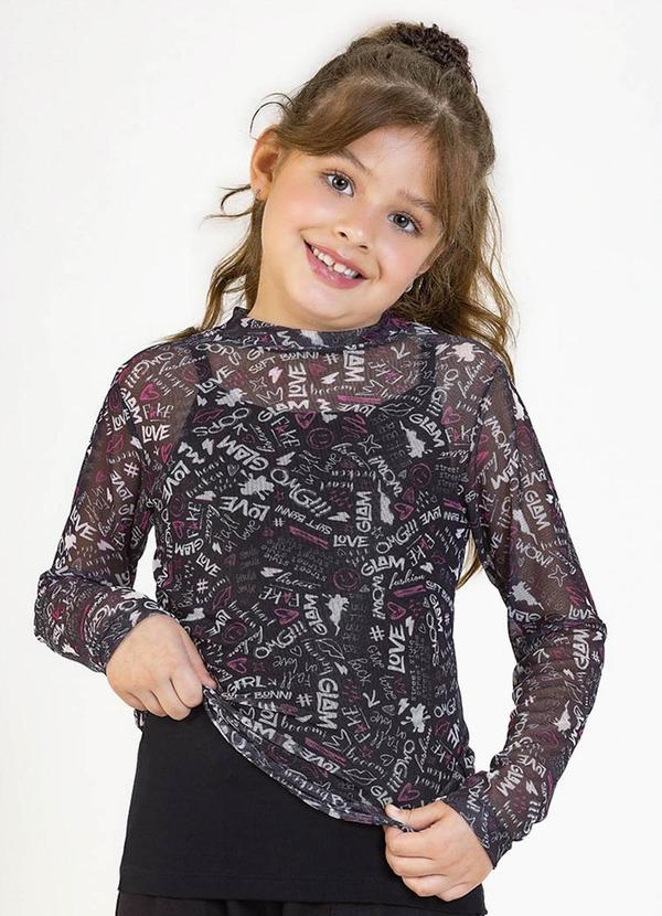 Soft Bonni - Blusa Infantil em Tule e Viscolycra Preto