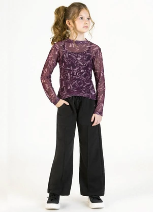Soft Bonni - Blusa Infantil em Tule e Viscolycra Roxo - SOFT BONNI