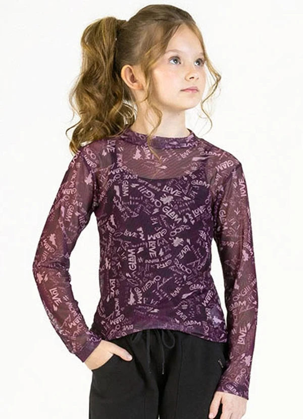 Soft Bonni - Blusa Infantil em Tule e Viscolycra Roxo