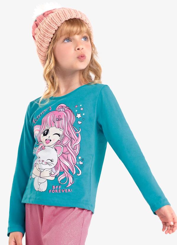Rovi Kids - Blusa Infantil Feminina Manga Longa Azul