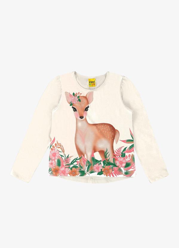Rovi Kids - Blusa Infantil Feminina Manga Longa Bege