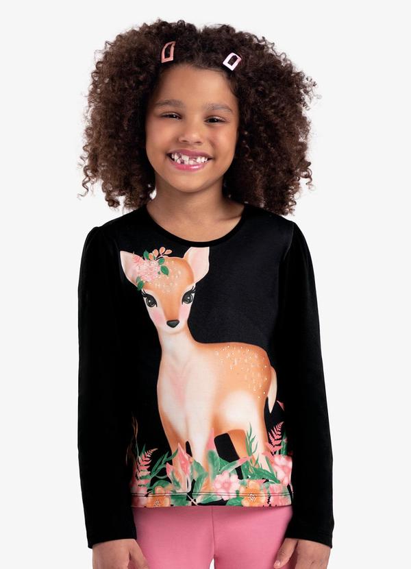 Rovi Kids - Blusa Infantil Feminina Manga Longa Preto