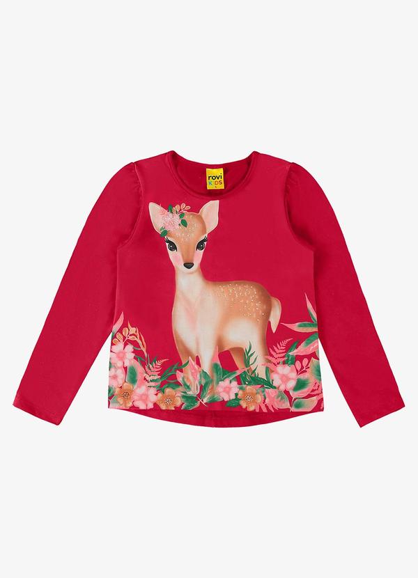 Rovi Kids - Blusa Infantil Feminina Manga Longa Vermelho