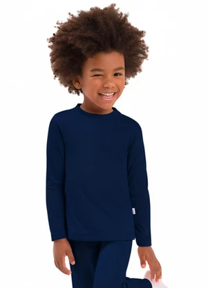Duduka - Blusa Infantil Gola Molde Azul - DUDUKA