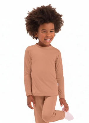 Duduka - Blusa Infantil Gola Molde Marrom - DUDUKA