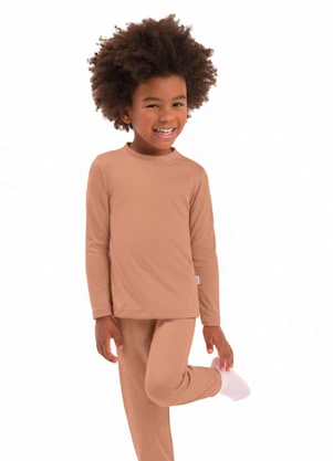 Duduka - Blusa Infantil Gola Molde Marrom - DUDUKA